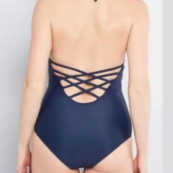 🔥🔥SALE🔥🔥Modcloth The Tereza Navy One-Piece Swimsuit NWOT - Picture 2 of 3